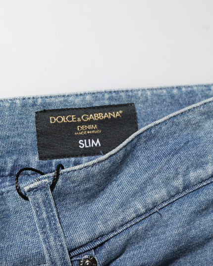Dolce & Gabbana Blue Cotton Stretch Slim Fit Men Denim Jeans