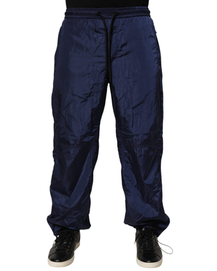 Dolce & Gabbana Blue Nylon Straight Jogger Sweatpants Pants