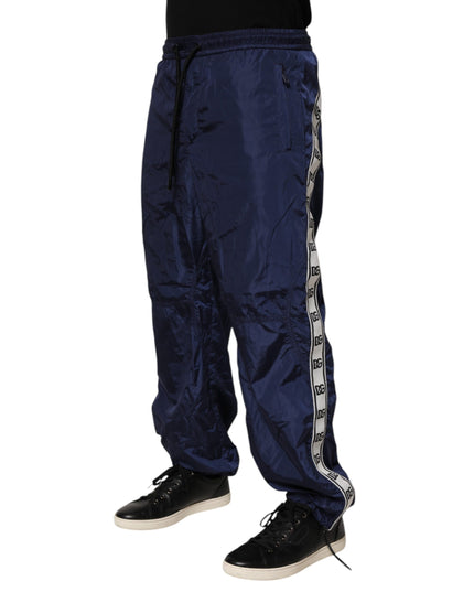 Dolce & Gabbana Blue Nylon Straight Jogger Sweatpants Pants