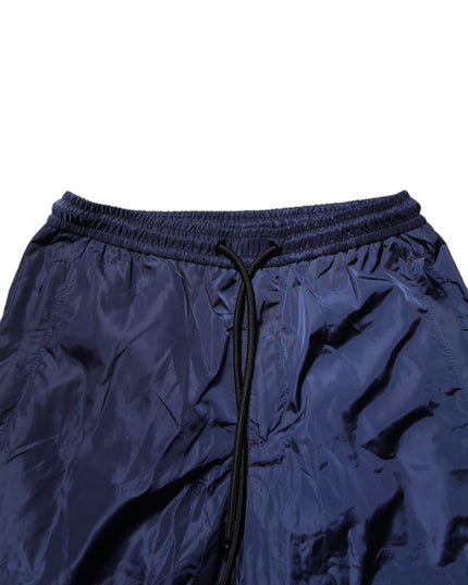Dolce & Gabbana Blue Nylon Straight Jogger Sweatpants Pants