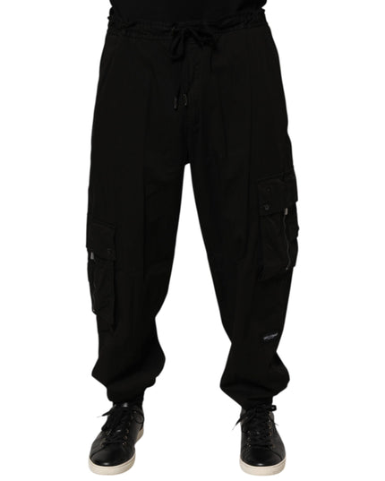 Dolce & Gabbana Black Cotton Cargo Jogger Sweatpants Pants