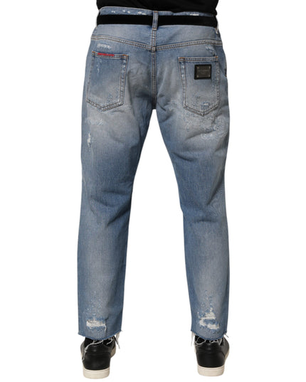 Dolce & Gabbana Blue Distressed Ripped Denim Trouser Jeans