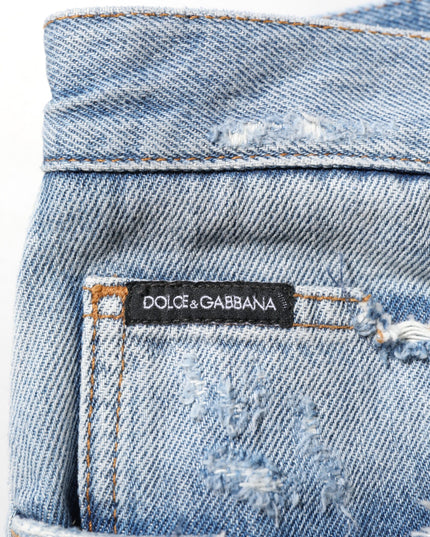 Dolce & Gabbana Blue Distressed Ripped Denim Trouser Jeans