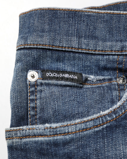Dolce & Gabbana Dark Blue Washed Running Ripped Denim Jeans