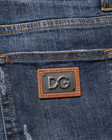 Dolce & Gabbana Dark Blue Washed Running Ripped Denim Jeans