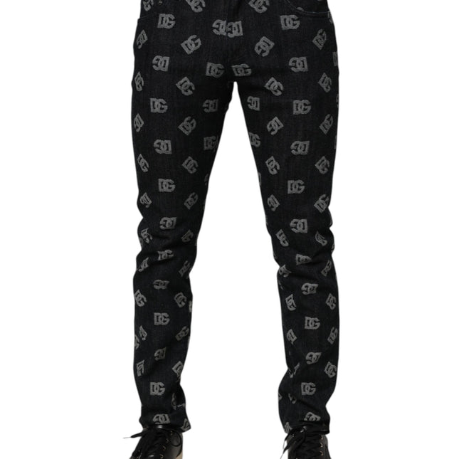 Dolce & Gabbana Black DG Monogram Cotton Skinny Denim Jeans