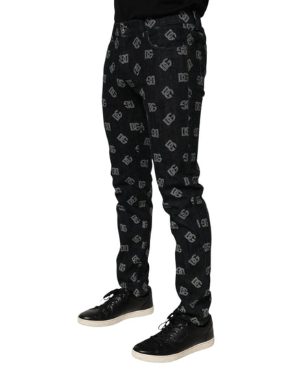 Dolce & Gabbana Black DG Monogram Cotton Skinny Denim Jeans