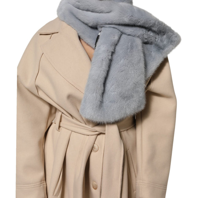 Dolce & Gabbana Powder Blue Mink Fur Neck Warmer Scarf