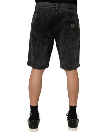 Dolce & Gabbana Black Cotton Mid Waist Denim Men Bermuda Short