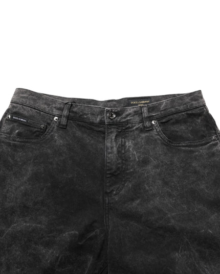 Dolce & Gabbana Black Cotton Mid Waist Denim Men Bermuda Short