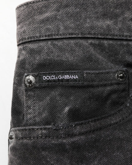 Dolce & Gabbana Black Cotton Mid Waist Denim Men Bermuda Short