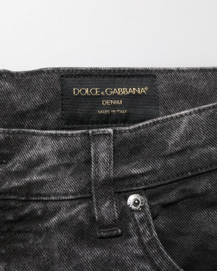 Dolce & Gabbana Black Cotton Mid Waist Denim Men Bermuda Short