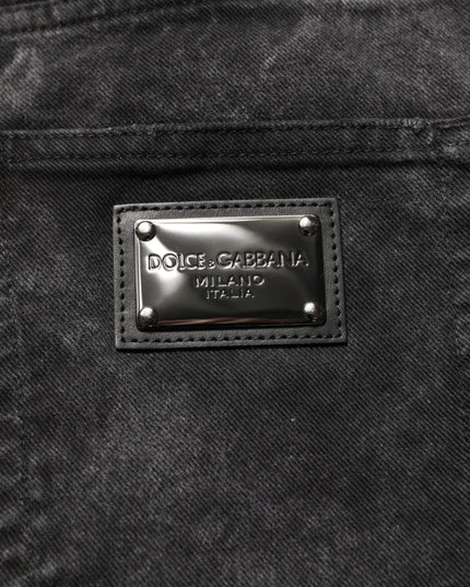 Dolce & Gabbana Black Cotton Mid Waist Denim Men Bermuda Short