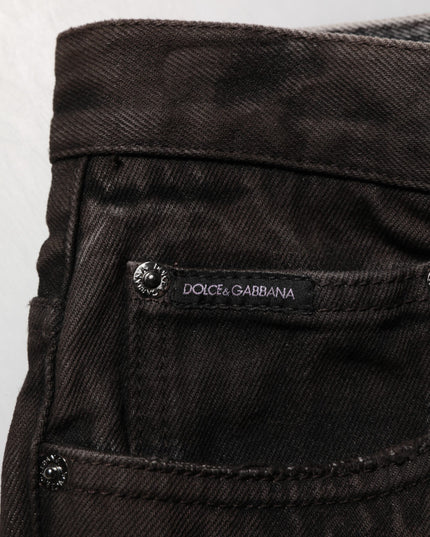 Dolce & Gabbana Black Cotton Tattered Denim Men Bermuda Short