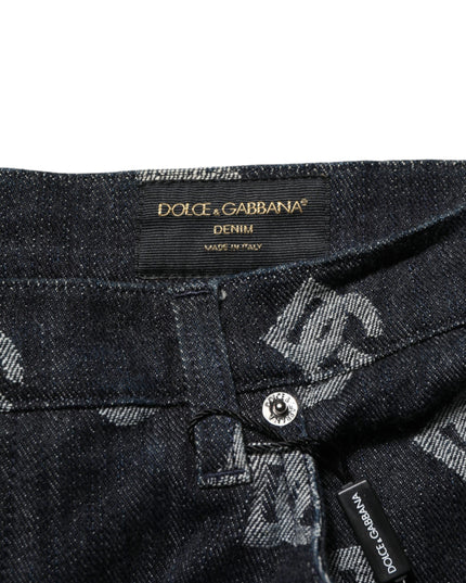 Dolce & Gabbana Black Monogram Denim Cargo Men Bermuda Short