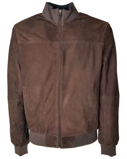 Emilio Romanelli Brown Calfskin Men Bomber Jacket