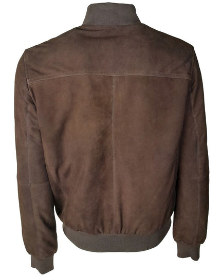 Emilio Romanelli Brown Calfskin Men Bomber Jacket