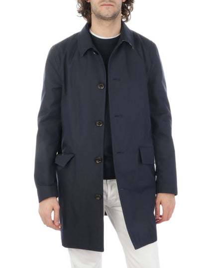 Aquascutum Blue Cotton Men's Raincoat