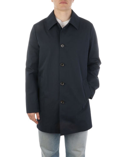 Aquascutum Blue Cotton Men's Trench Coat