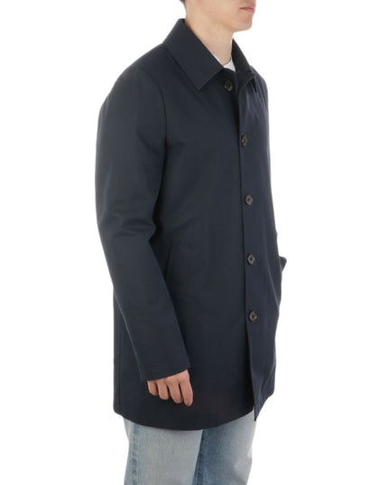 Aquascutum Blue Cotton Men's Trench Coat