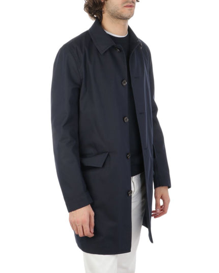 Aquascutum Blue Cotton Men's Raincoat