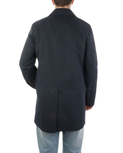 Aquascutum Blue Cotton Men's Trench Coat