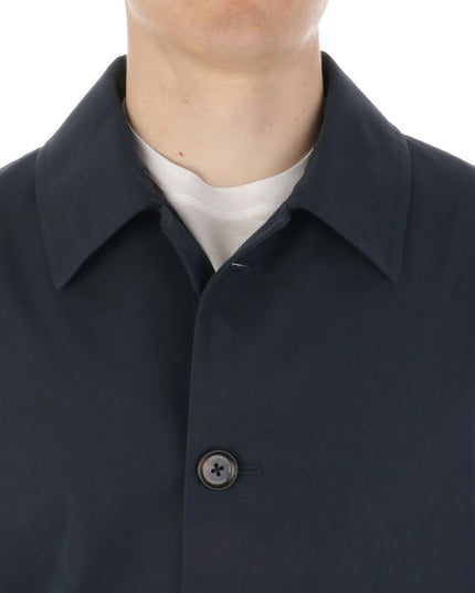 Aquascutum Blue Cotton Men's Trench Coat