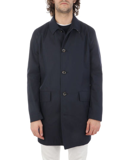 Aquascutum Blue Cotton Men's Raincoat