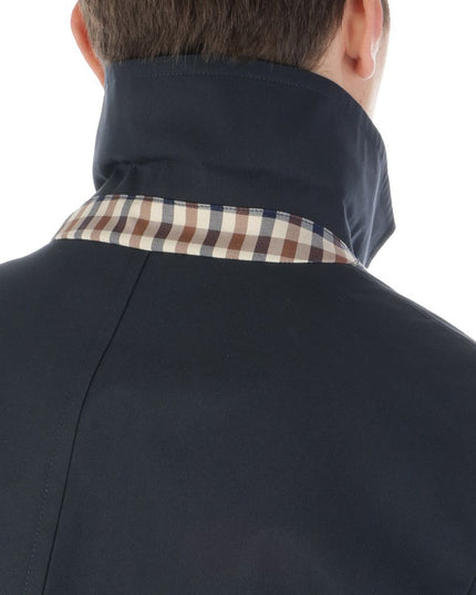 Aquascutum Blue Cotton Men's Trench Coat