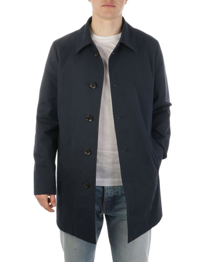 Aquascutum Blue Cotton Men's Trench Coat