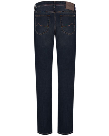 Jacob Cohen Blue Cotton Men Jeans with Orange Stitching