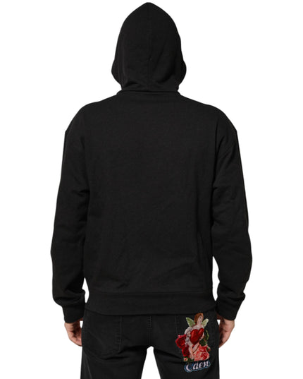 Dolce & Gabbana Black Logo FullZip Hooded Sweatshirt Sweater