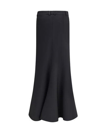 Balenciaga Black Fleece Wool Long Skirt