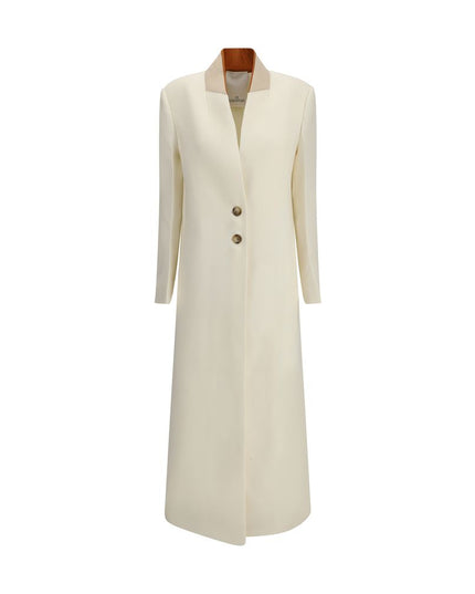 Di Stavnitser White Fleece Wool Coat