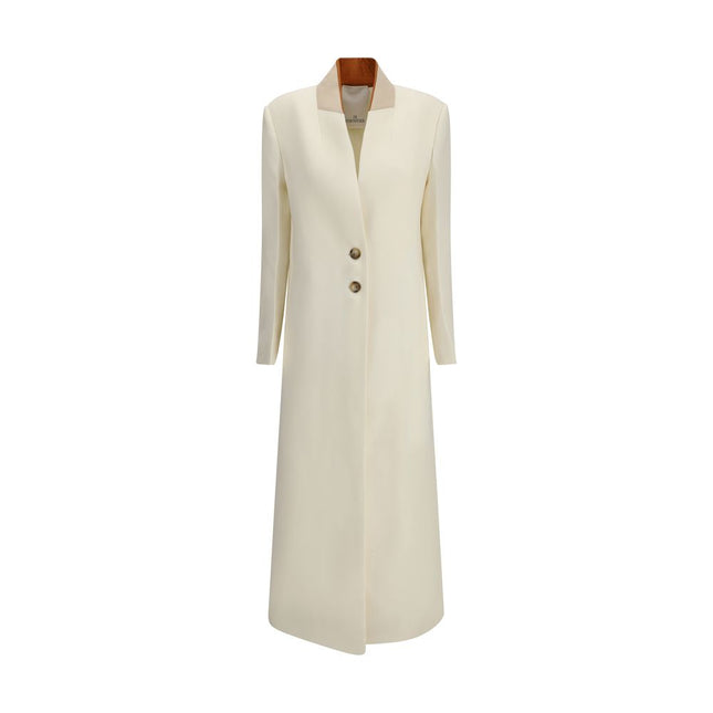 Di Stavnitser White Fleece Wool Coat