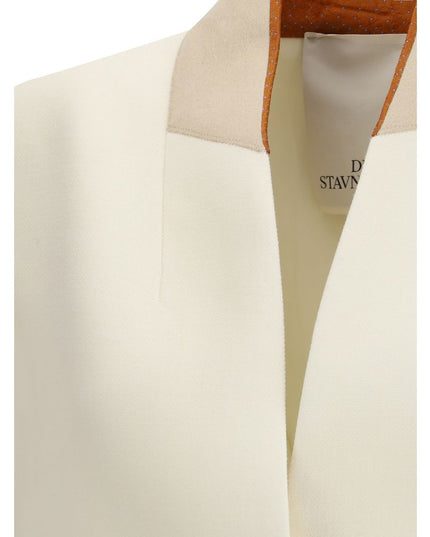 Di Stavnitser White Fleece Wool Coat