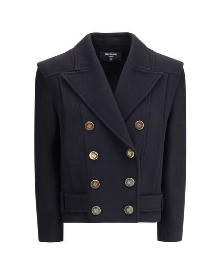 Balmain Black Wool Coat