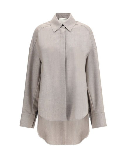 Di Stavnitser Gray Fleece Wool Dress Shirt