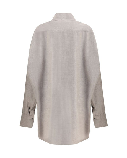 Di Stavnitser Gray Fleece Wool Dress Shirt