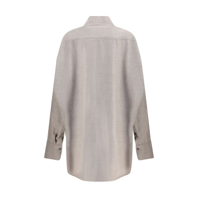 Di Stavnitser Gray Fleece Wool Dress Shirt