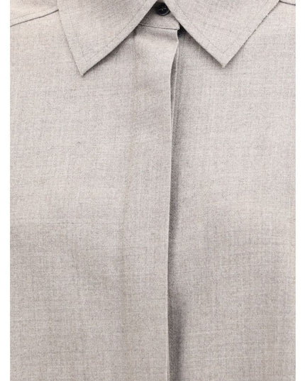 Di Stavnitser Gray Fleece Wool Dress Shirt