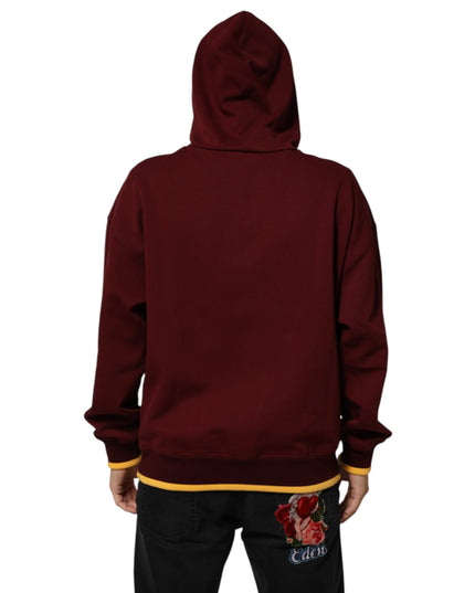 Dolce & Gabbana Maroon Embossed Logo Hooded Sweatshirt Sweater