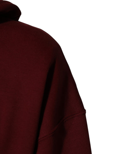 Dolce & Gabbana Maroon Embossed Logo Hooded Sweatshirt Sweater