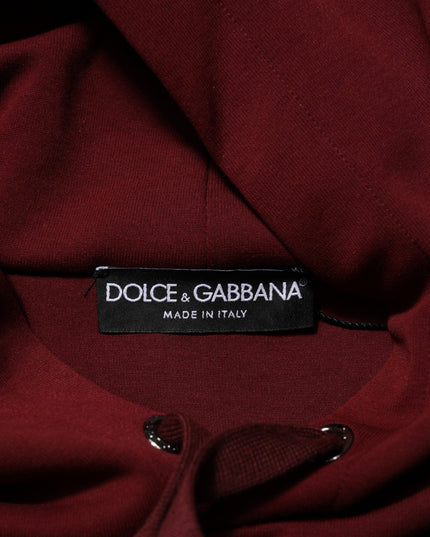 Dolce & Gabbana Maroon Embossed Logo Hooded Sweatshirt Sweater