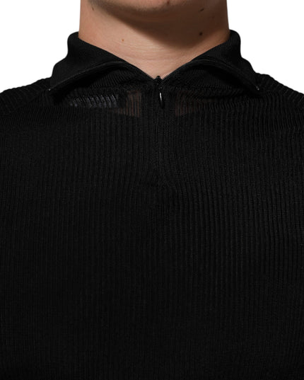 Dolce & Gabbana Black Viscose Turtle Neck Pullover Sweater