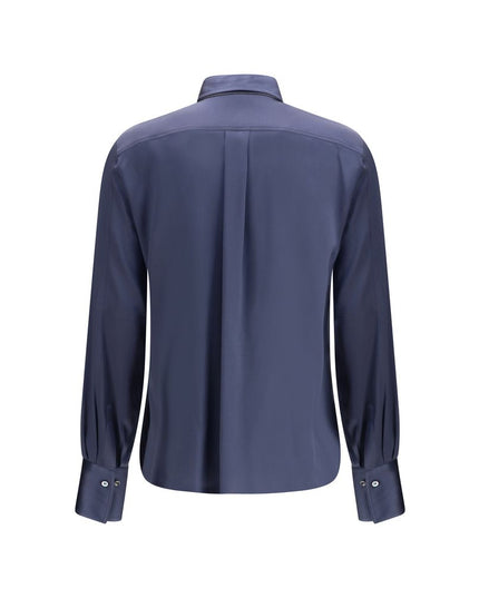 Brunello Cucinelli Blue Silk Blouse