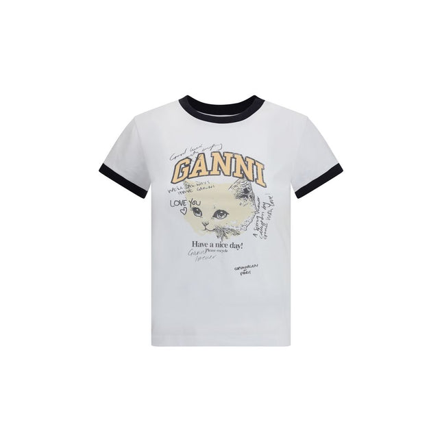 Ganni White Cotton T-Shirt
