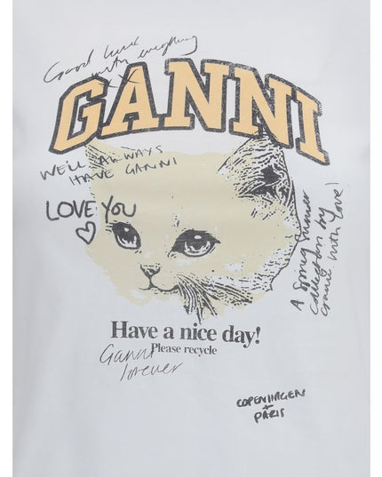 Ganni White Cotton T-Shirt