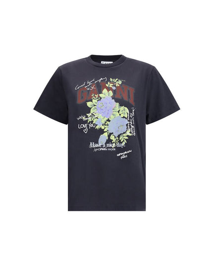 Ganni Black Cotton T-Shirt