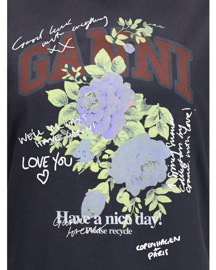 Ganni Black Cotton T-Shirt